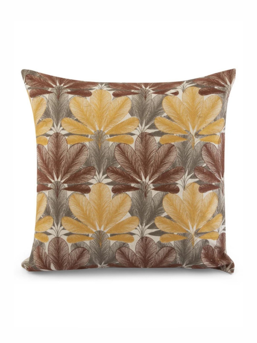 

WAXWINGO Brown & Orange Floral Square Cushion Covers