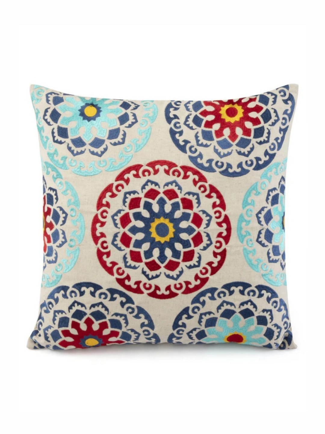 

WAXWINGO White & Red Floral Square Cushion Covers