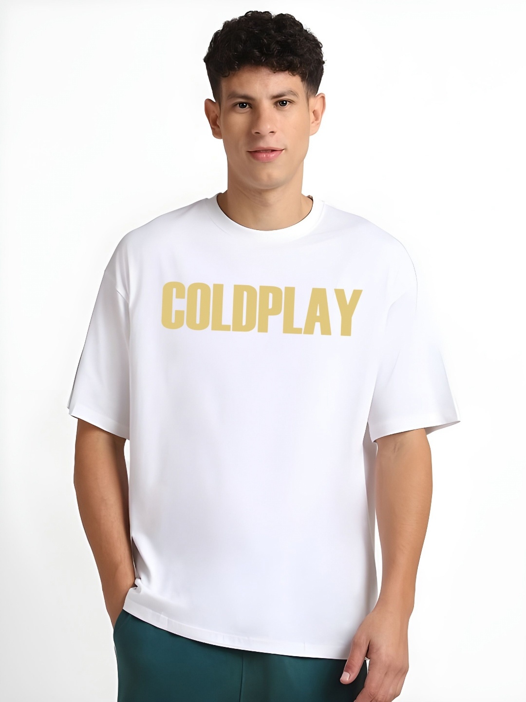 

KAIDO Men Printed Drop-Shoulder Sleeves T-shirt, White
