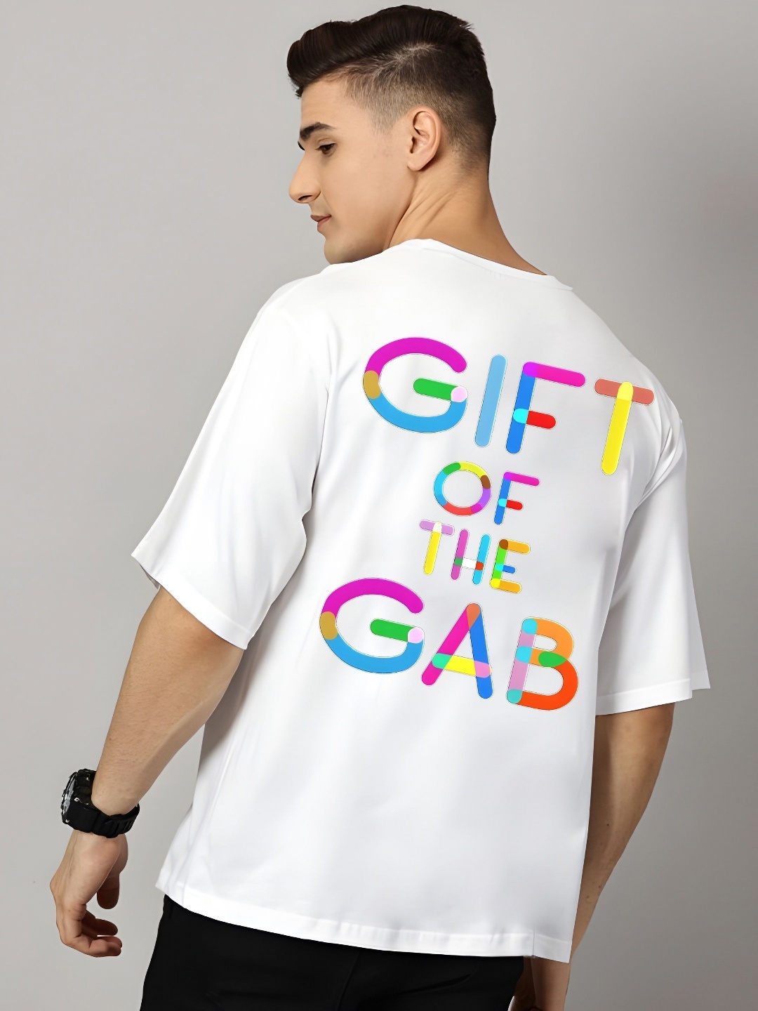 

KAIDO Men Printed Drop-Shoulder Sleeves T-shirt, White
