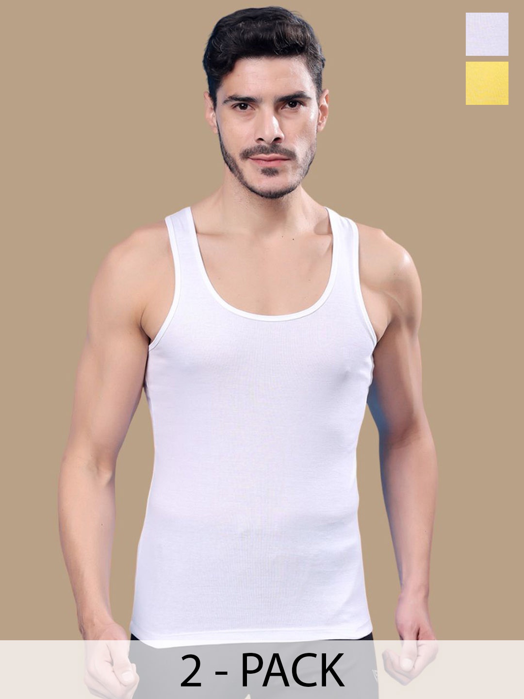 

Friskers Men Pack Of 2 Cotton Undershirt 0901R-02-06, White