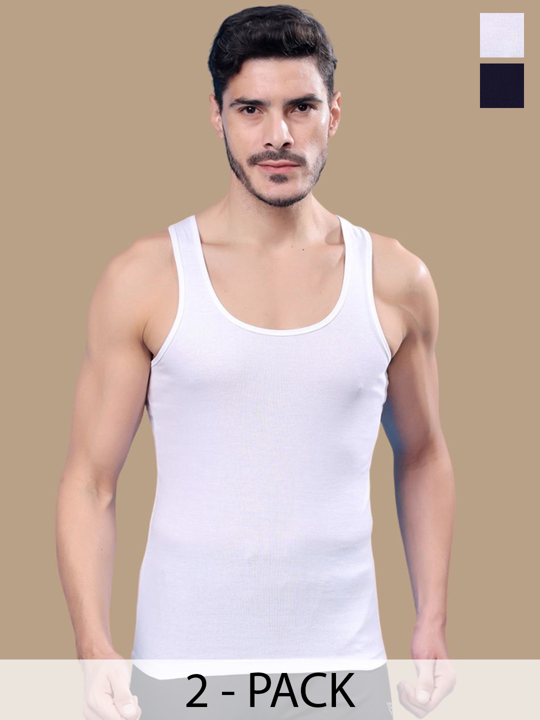 

Friskers Men Pack Of 2 Cotton Undershirt 0901R-02-05, White