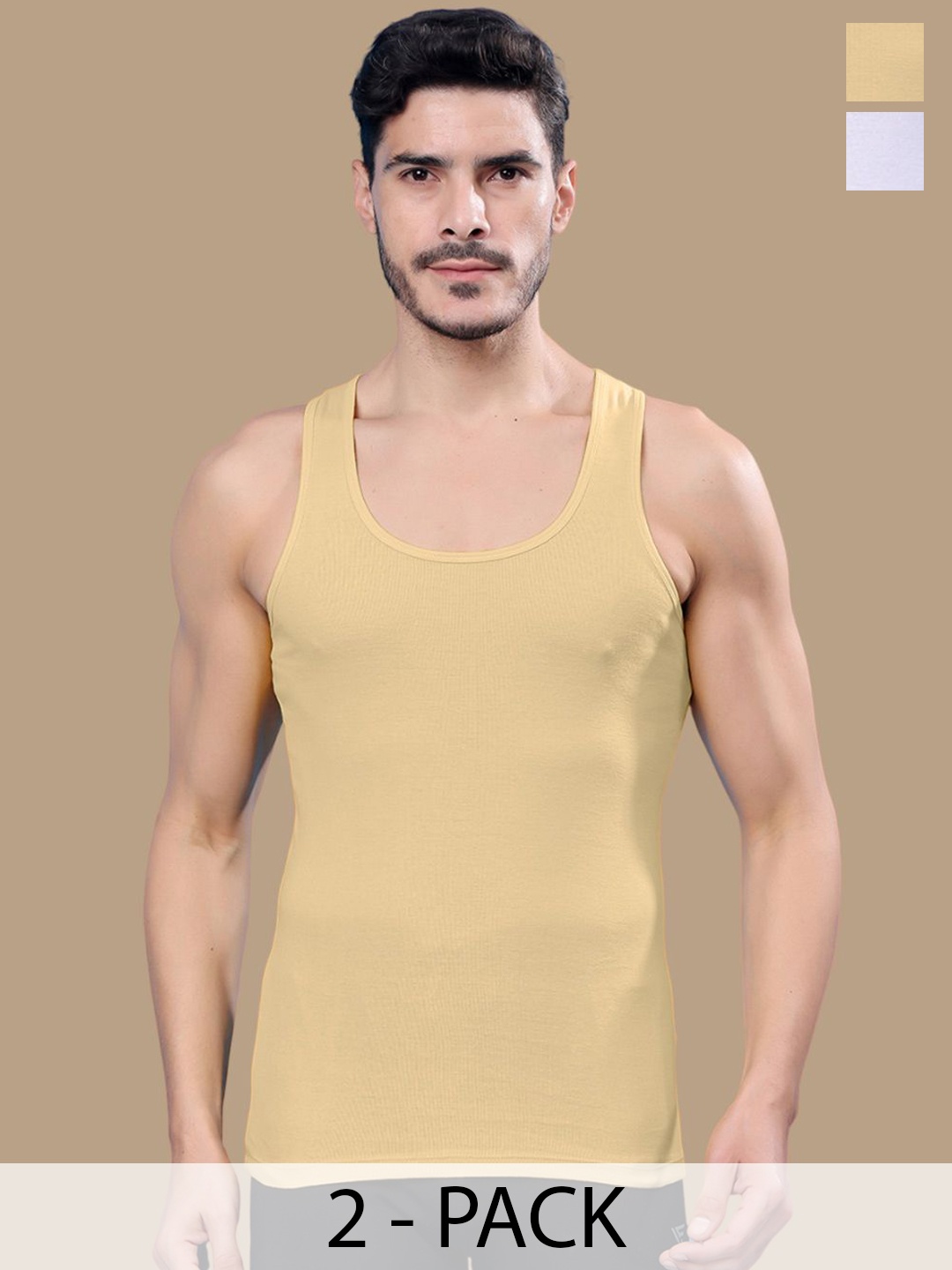 

Friskers Men Pack Of 2 Cotton Gym Vests, White