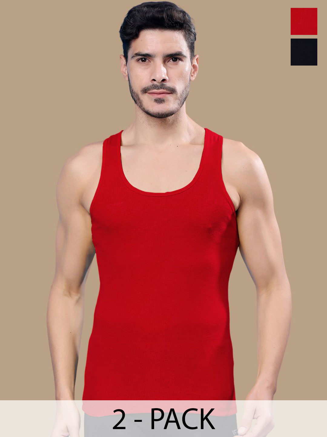 

Friskers Pack Of 2 Cotton Gym Vests 0901R-01-03, Black