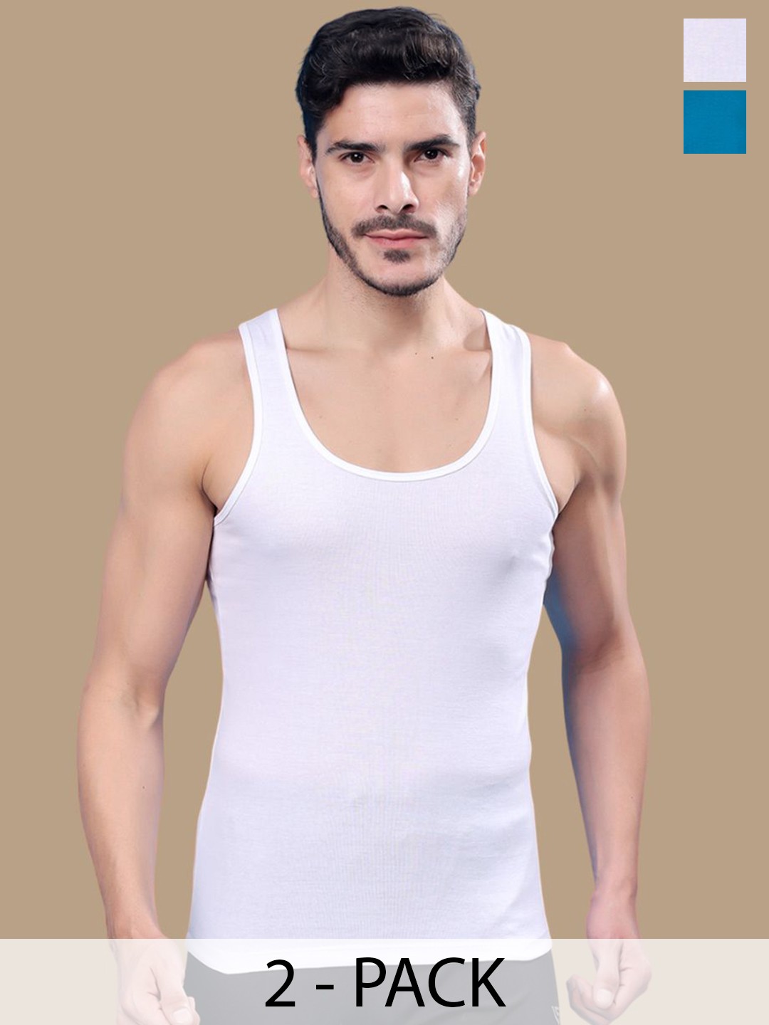 

Friskers Men Pack Of 2 Cotton Gym Vests 0901R-02-20, White