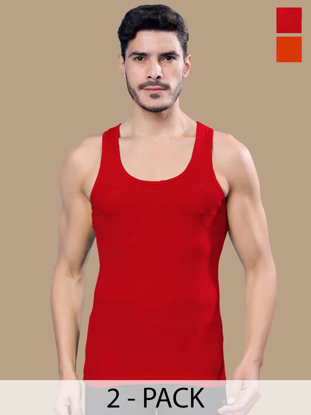 

Friskers Pack Of 2 Cotton Gym Vests 0901R-03-08, Red