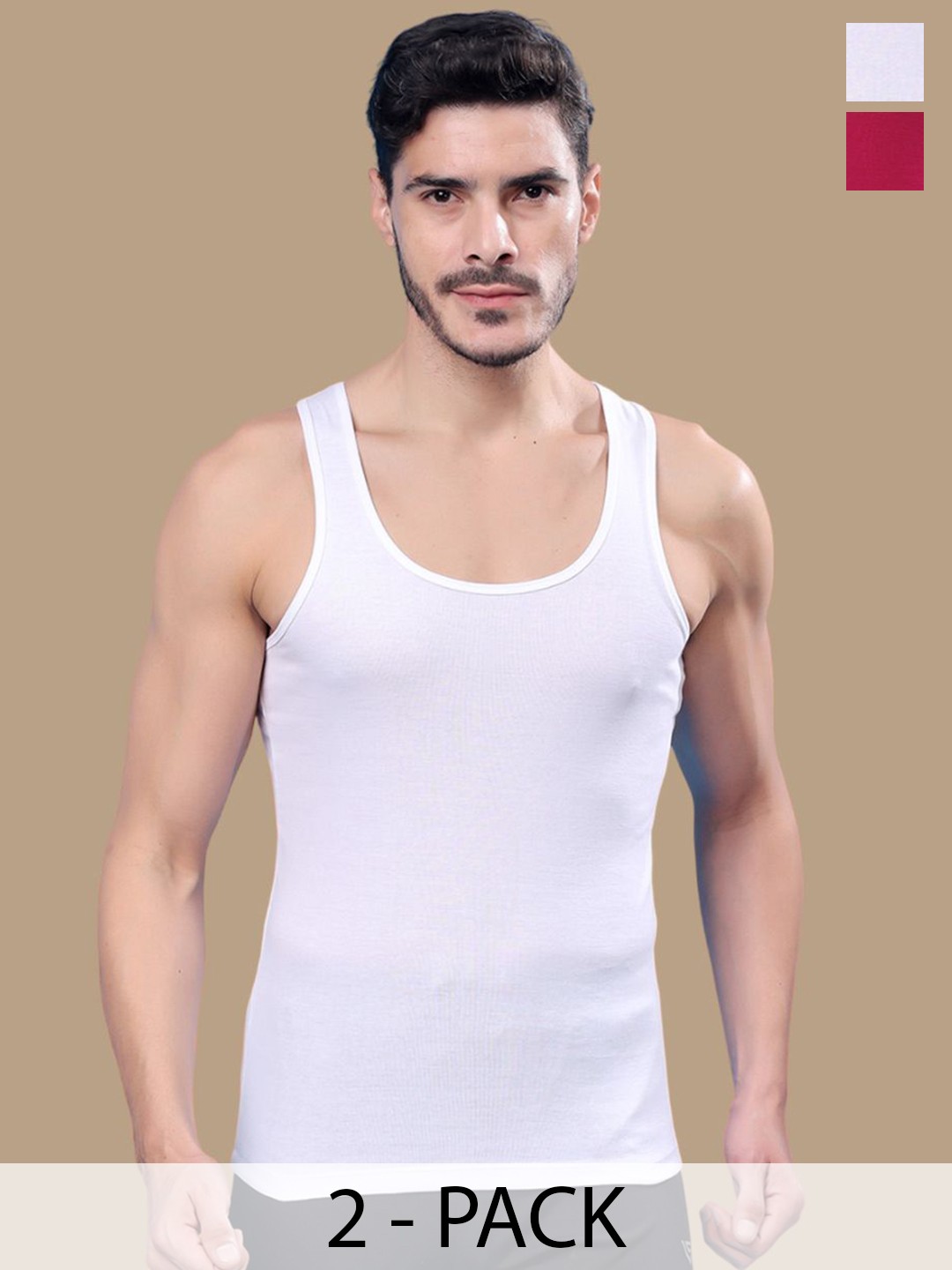 

Friskers Men Pack Of 2 Cotton Gym Vests 0901R-02-07, White