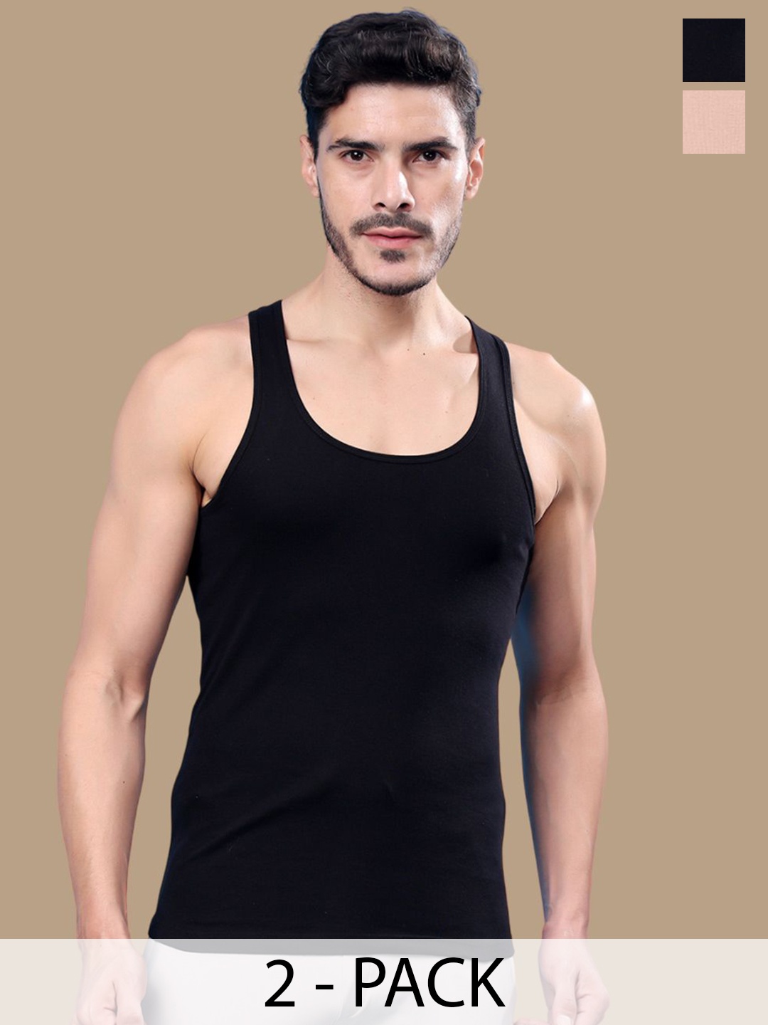 

Friskers Pack Of 2 Cotton Gym Vests 0901R-01-32, Black