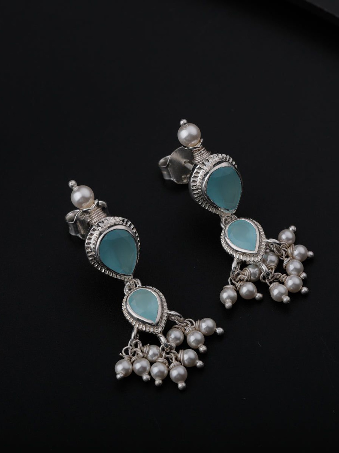 

House of Aadyaa 925 Sterling Silver Oxidised Classic Drop Earrings