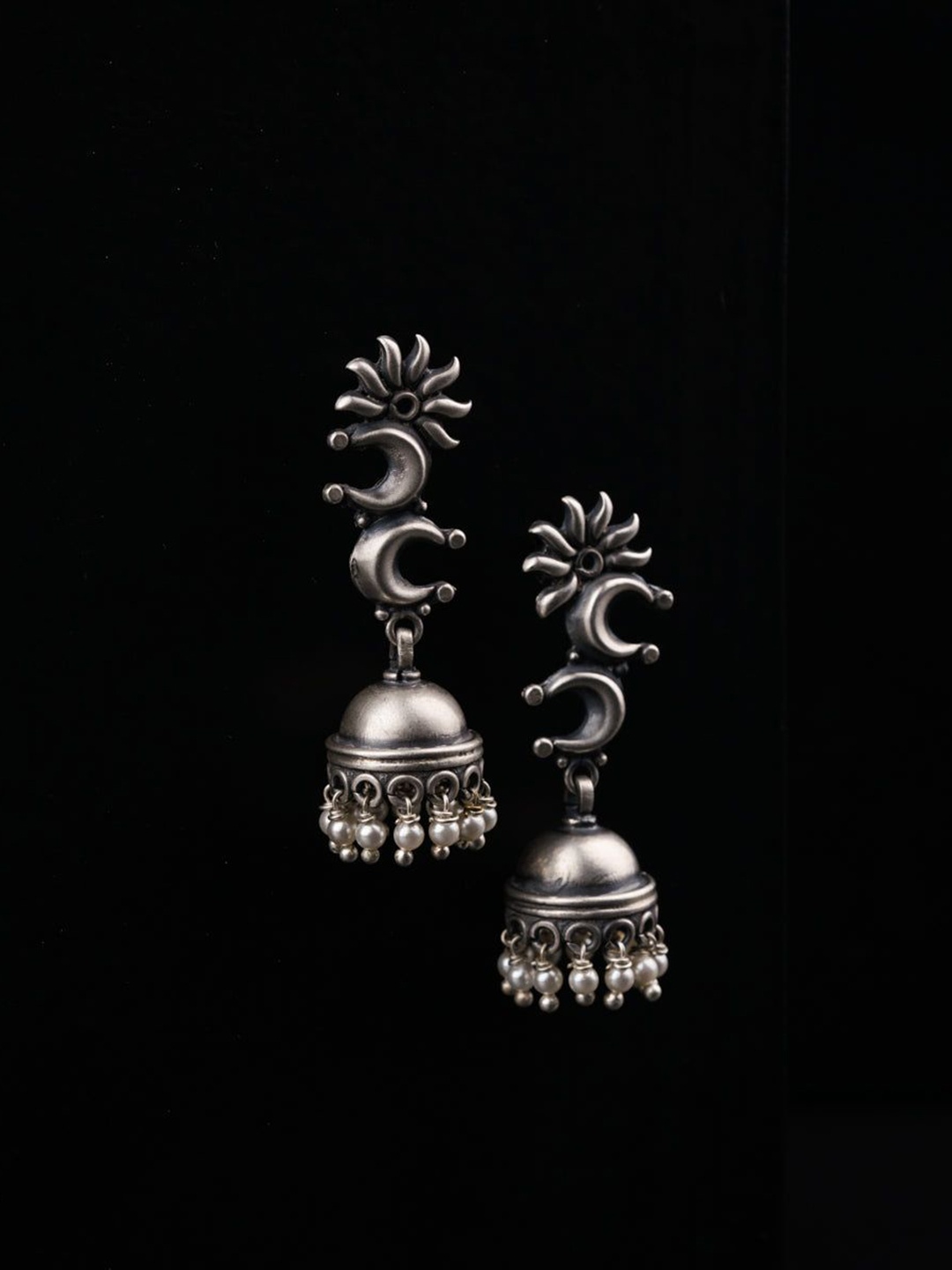 

House of Aadyaa 925 Sterling Silver Classic Oxidised Jhumkas
