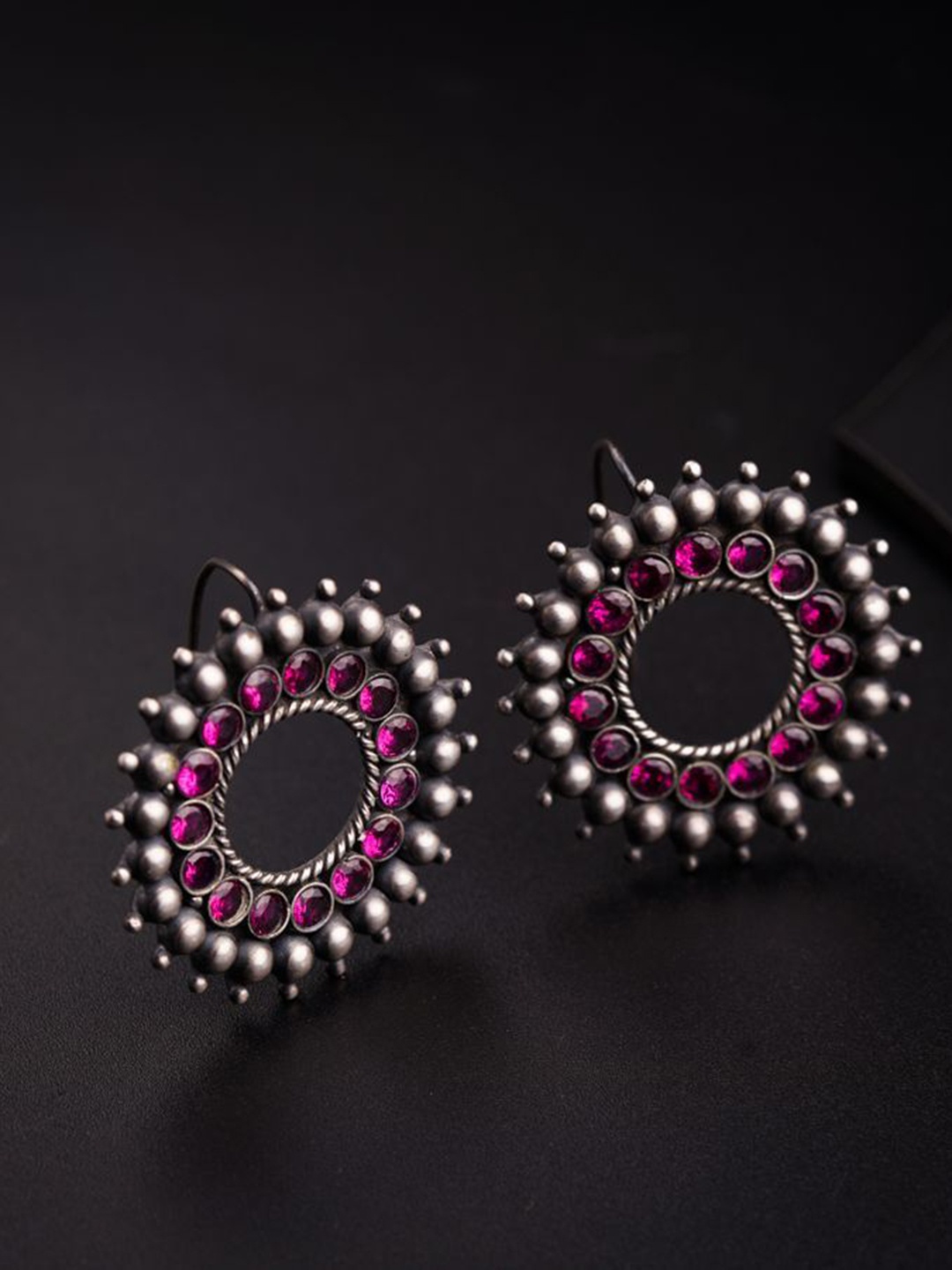 

House of Aadyaa 925 Sterling Silver Oxidised Circular Drop Earrings