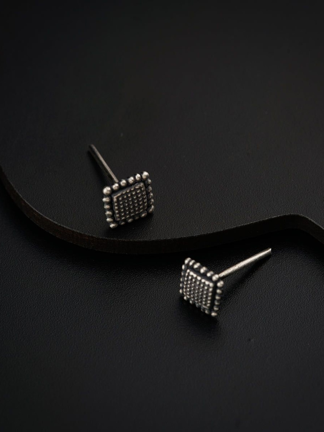 

House of Aadyaa 925 Sterling Silver Square Shaped Oxidised Studs