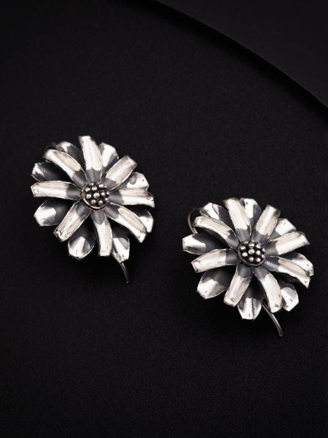 

House of Aadyaa 925 Sterling Silver Floral Oxidised Studs