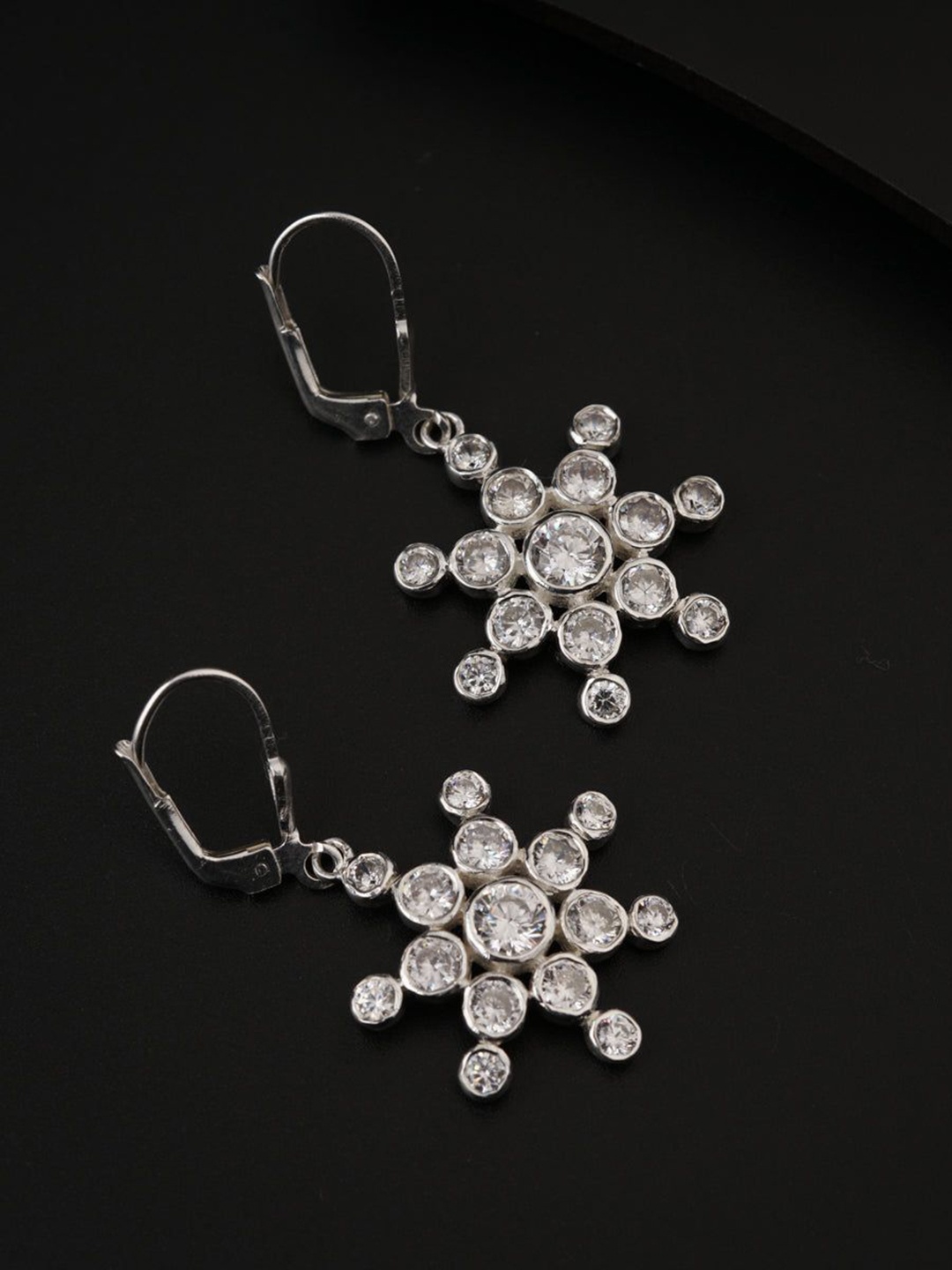 

House of Aadyaa 925 Sterling Silver Floral Oxidised Drop Earrings
