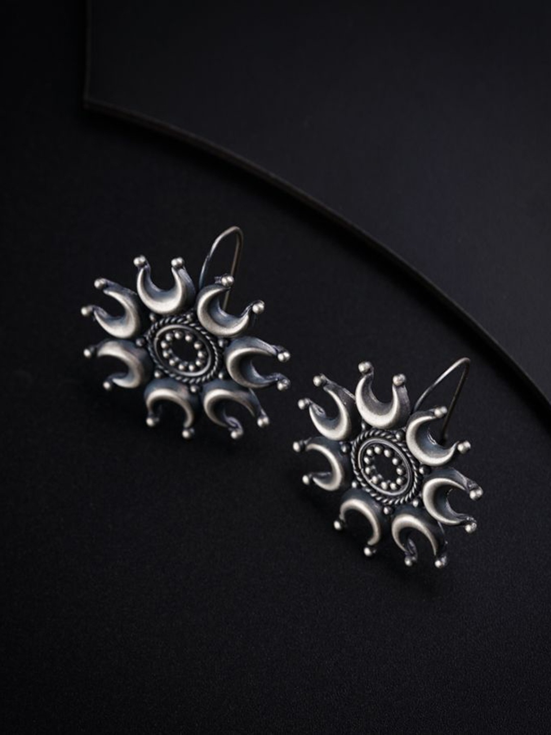 

House of Aadyaa 925 Sterling Silver Floral Shaped Oxidised Chandra Studs