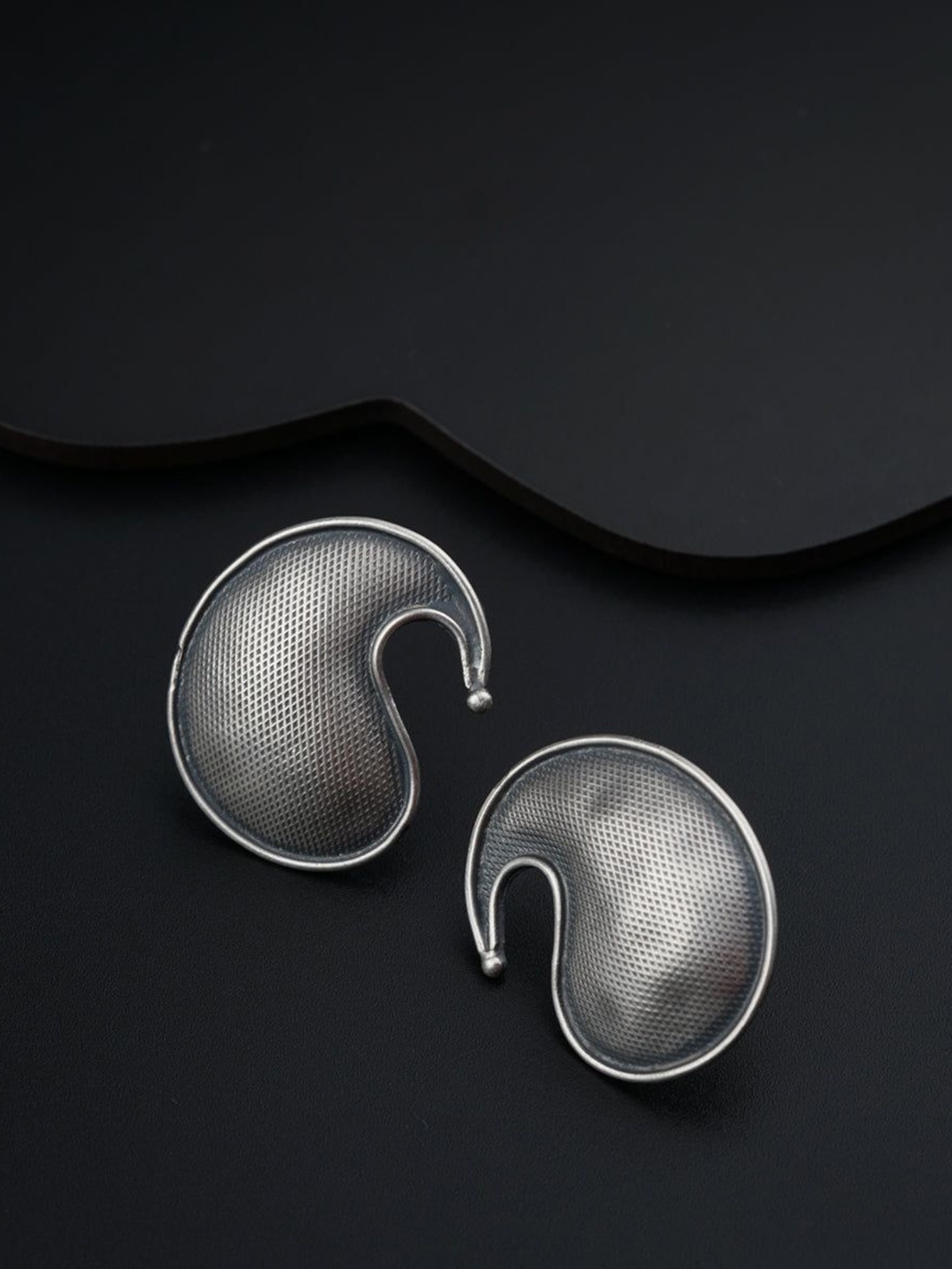 

House of Aadyaa 925 Sterling Silver Paisley Shaped Oxidised Studs