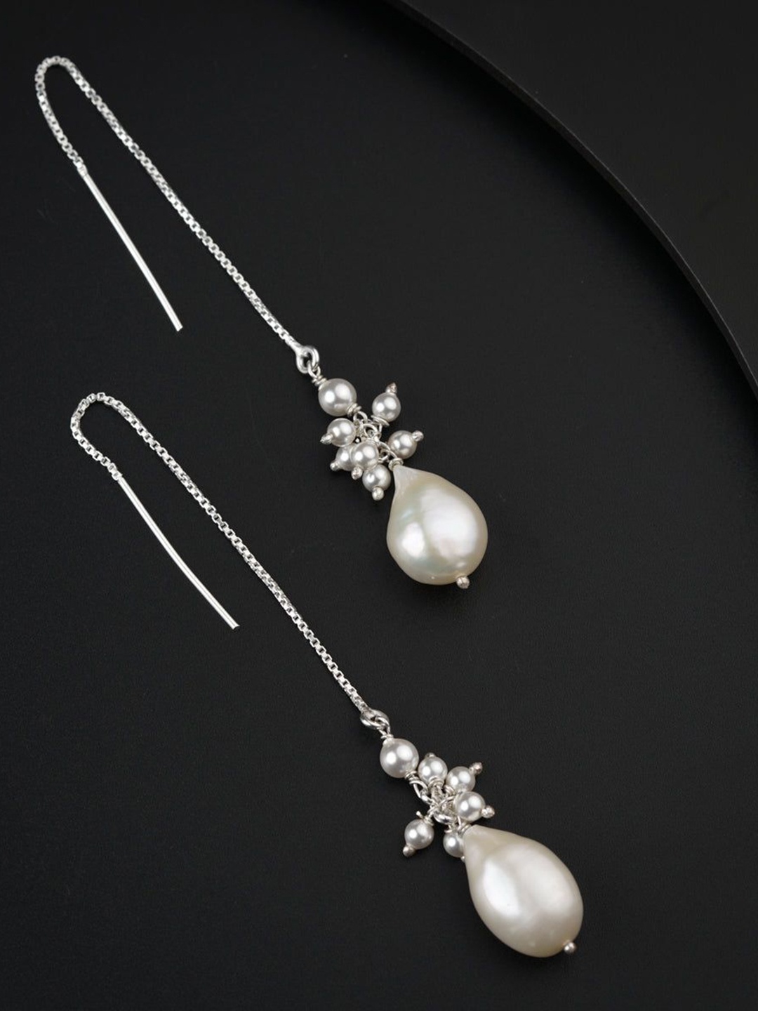 

House of Aadyaa 925 Sterling Silver Oxidised Contemporary Drop Earrings