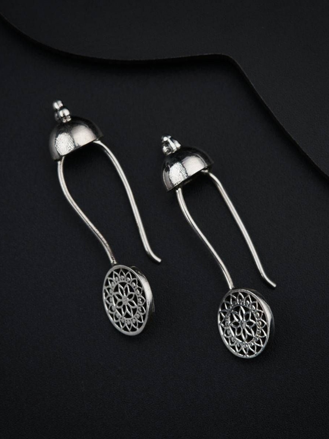 

House of Aadyaa 925 Sterling Silver Ghumat Filigree Bugadi Classic Oxidised Studs Earrings