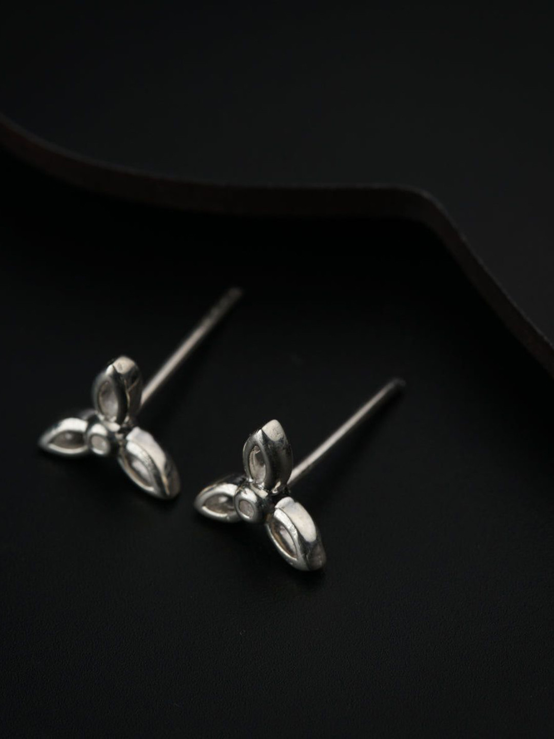 

House of Aadyaa 925 Sterling Silver Oxidised Tiny Floral Studs
