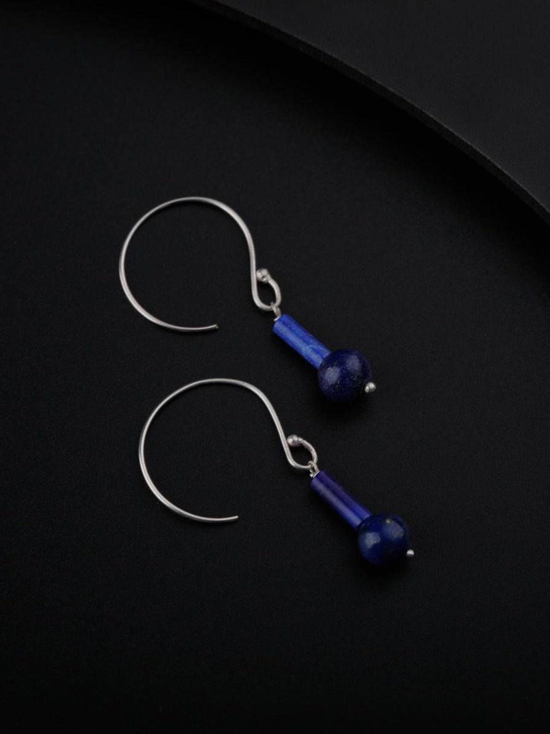

House of Aadyaa 925 Sterling Silver Lapis Lazuli Studded Oxidised Classic Drop Earrings