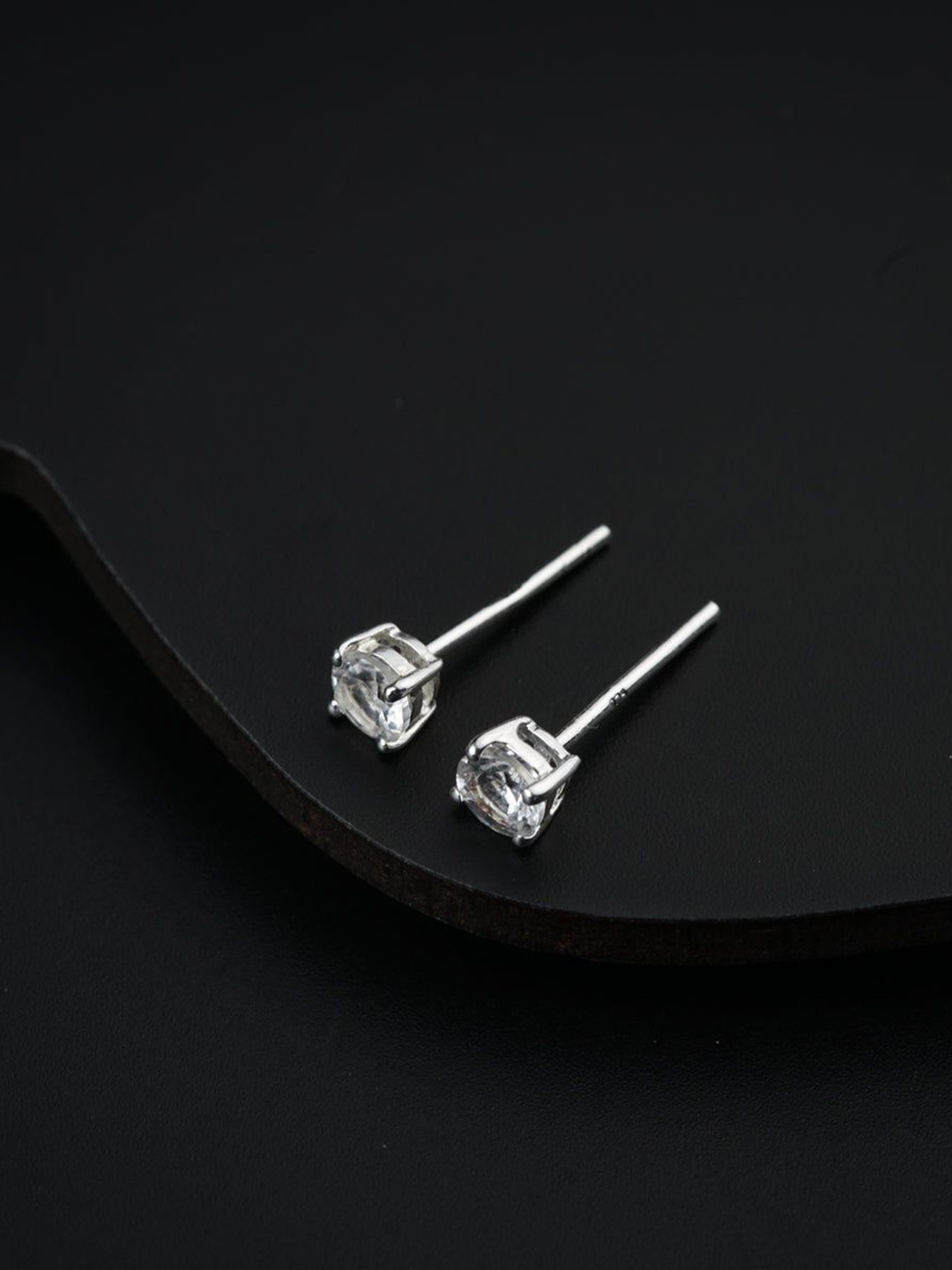 

House of Aadyaa 925 Sterling Silver Oxidised Stones Classic Studs