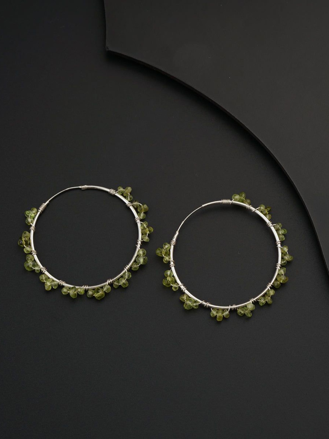 

House of Aadyaa 925 Sterling Silver Classic Beaded Hoop Earrings