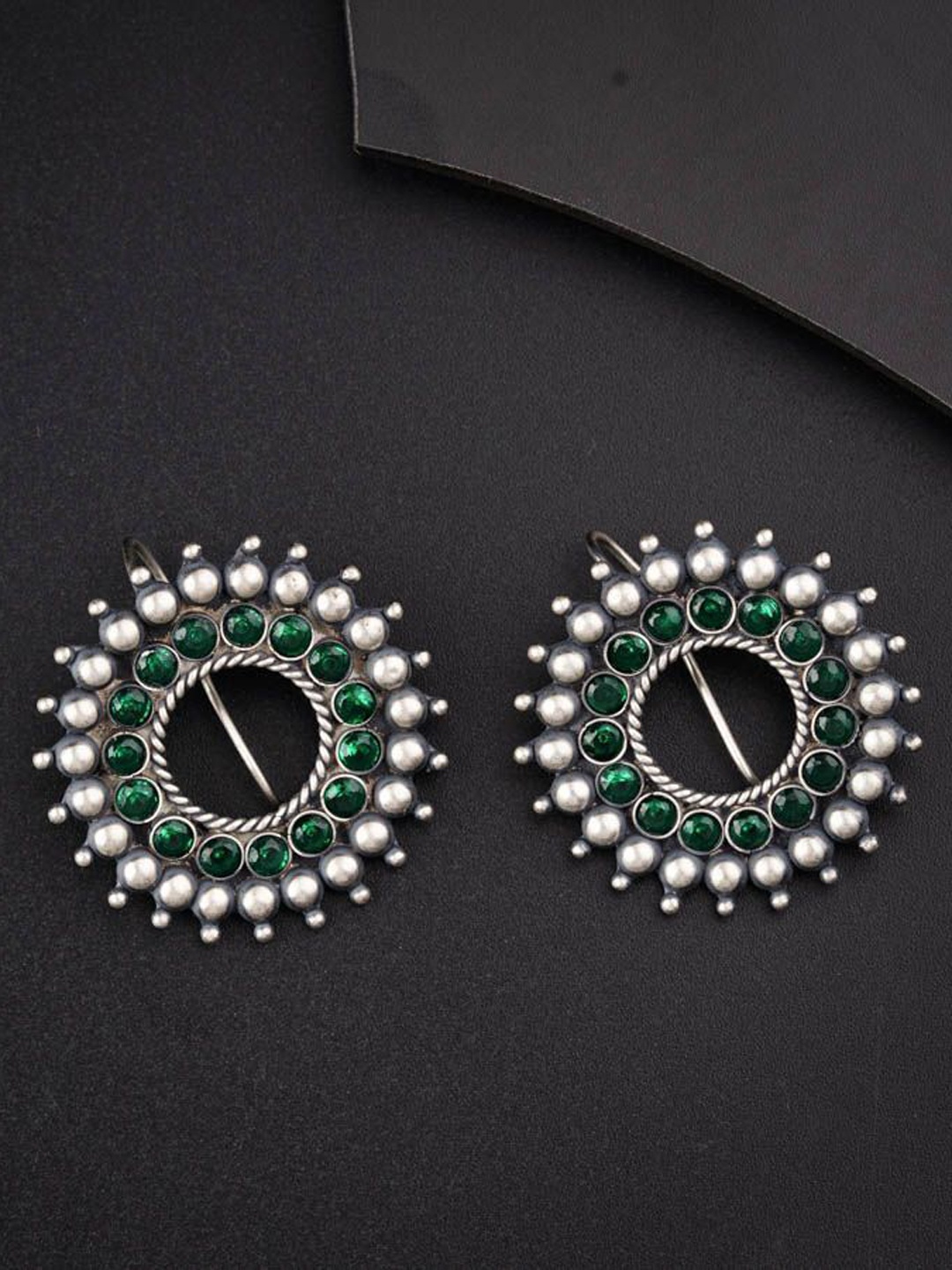 

House of Aadyaa 925 Sterling Silver Stone Studded Floral Studs Earrings