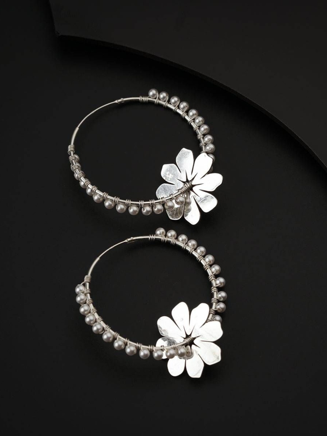

House of Aadyaa 925 Sterling Silver Oxidised Circular Hoop Earrings