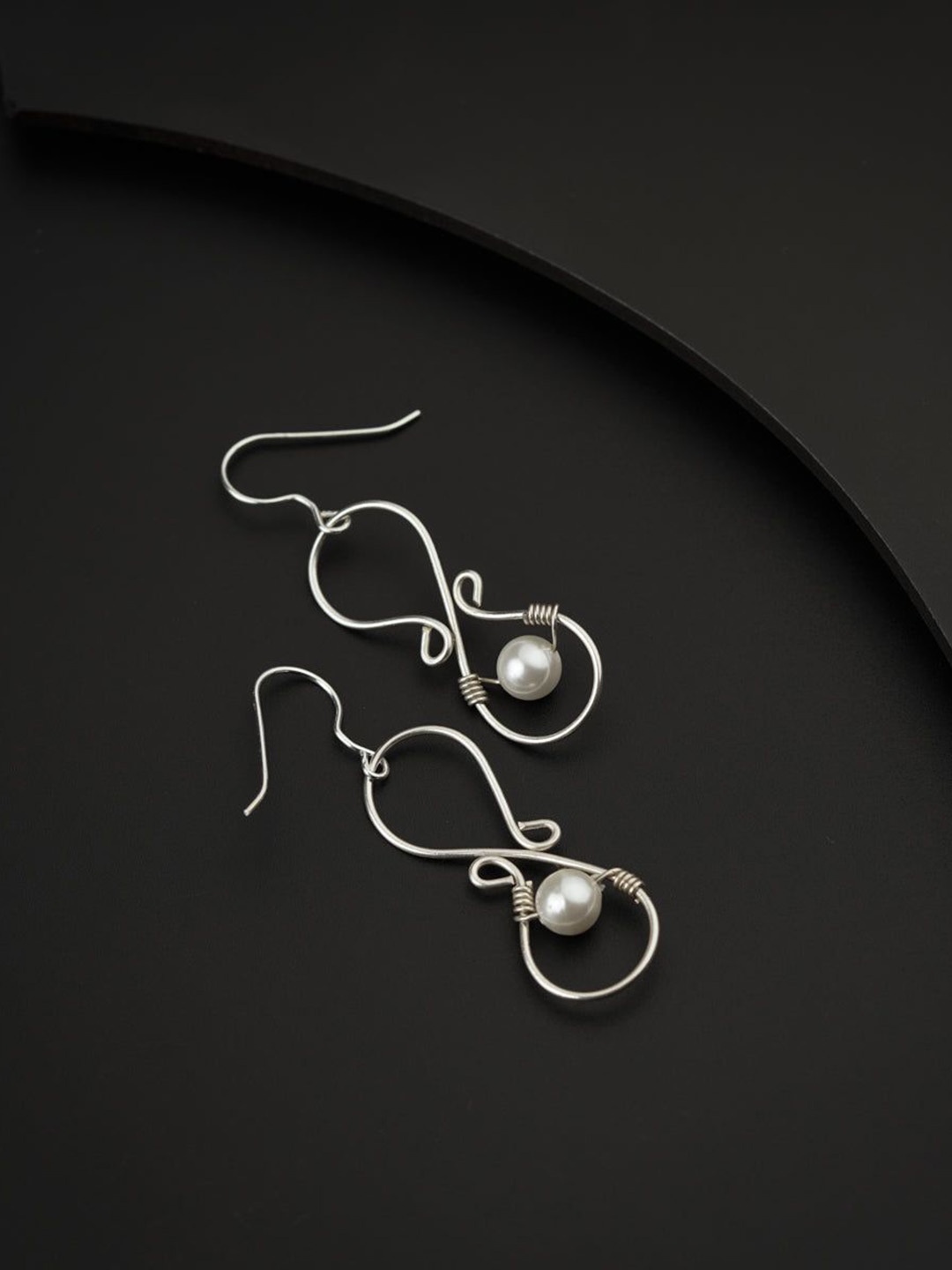 

House of Aadyaa 925 Sterling Silver Pearl Classic Oxidised Drop Earrings