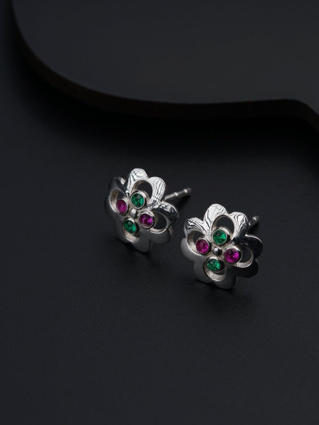 

House of Aadyaa 925 Sterling Silver Floral Studs