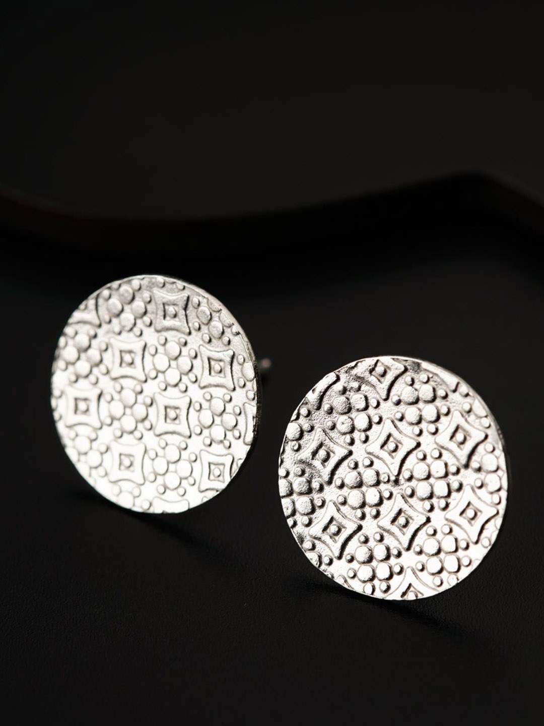 

House of Aadyaa 925 Sterling Silver Oxidised Circular Studs
