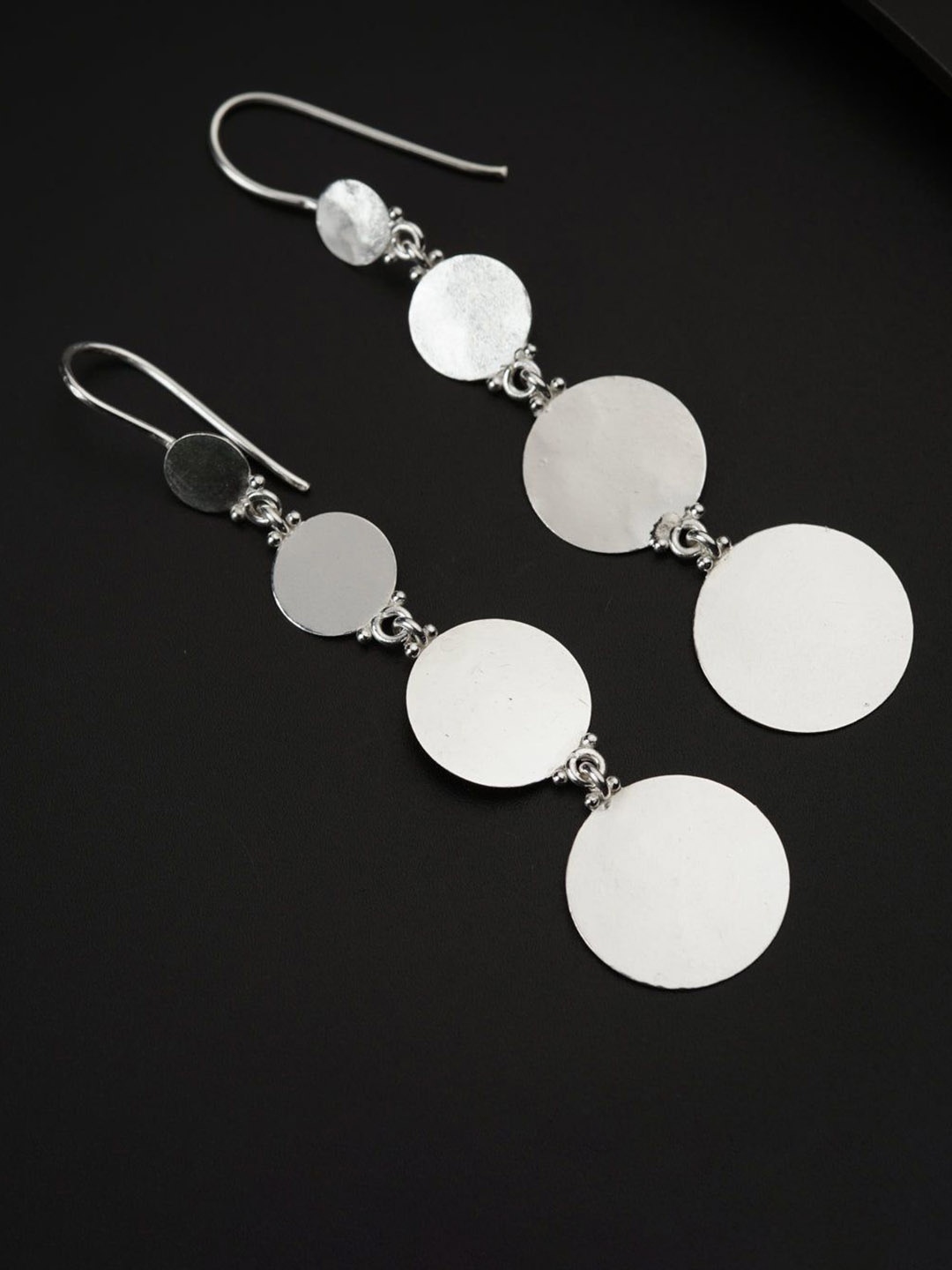 

House of Aadyaa 925 Sterling Silver Disc Oxidised Classic Drop Earrings