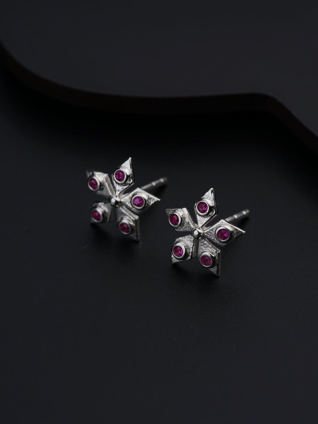 

House of Aadyaa 925 Sterling Silver Floral Oxidised Studs