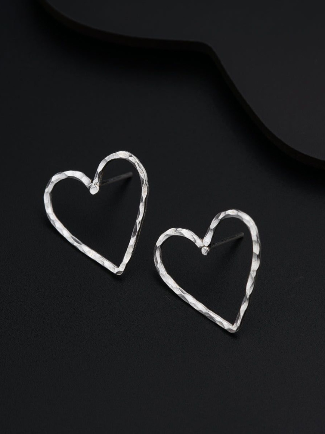 

House of Aadyaa 925 Sterling Silver Oxidised Heart Shaped Studs