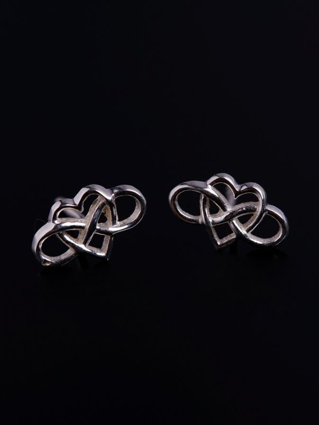 

House of Aadyaa 925 Sterling Silver Heart Shaped Oxidised Studs