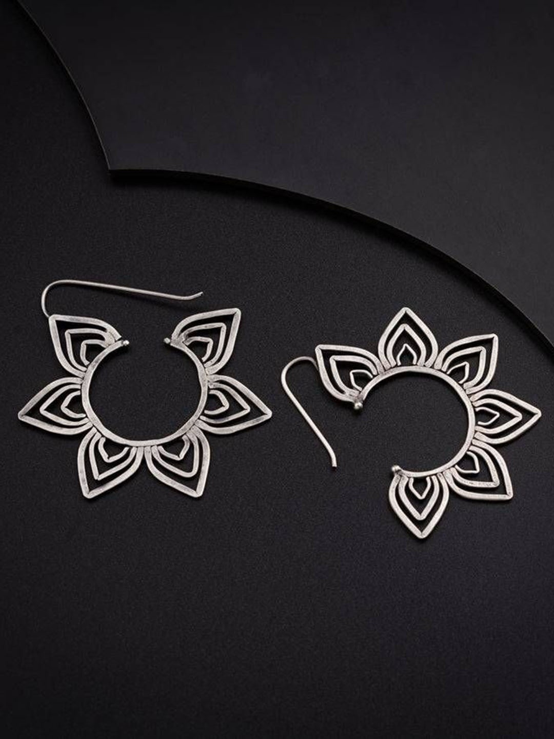 

House of Aadyaa 925 Sterling Silver Kumudini ( Lily ) Hammered Drop Earrings