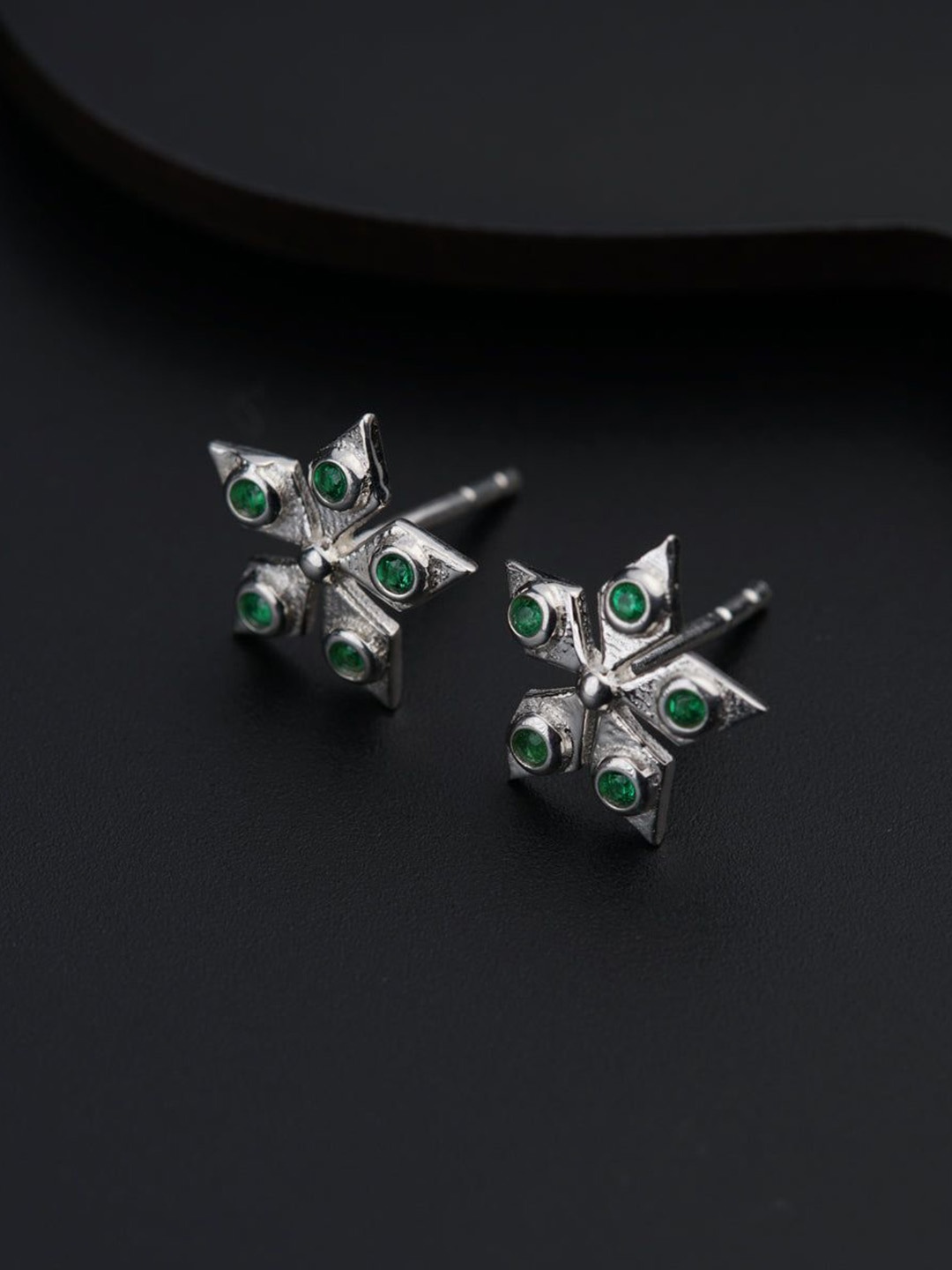 

House of Aadyaa 925 Sterling Silver Floral Oxidised Studs Earrings