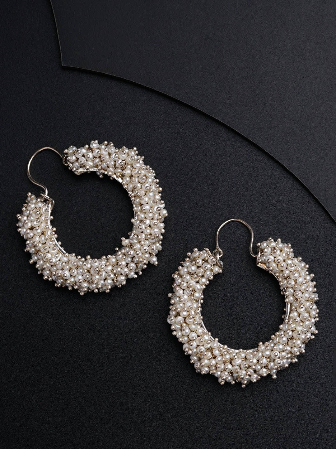 

House of Aadyaa 925 Sterling Silver Beaded Classic Hoop Earrings