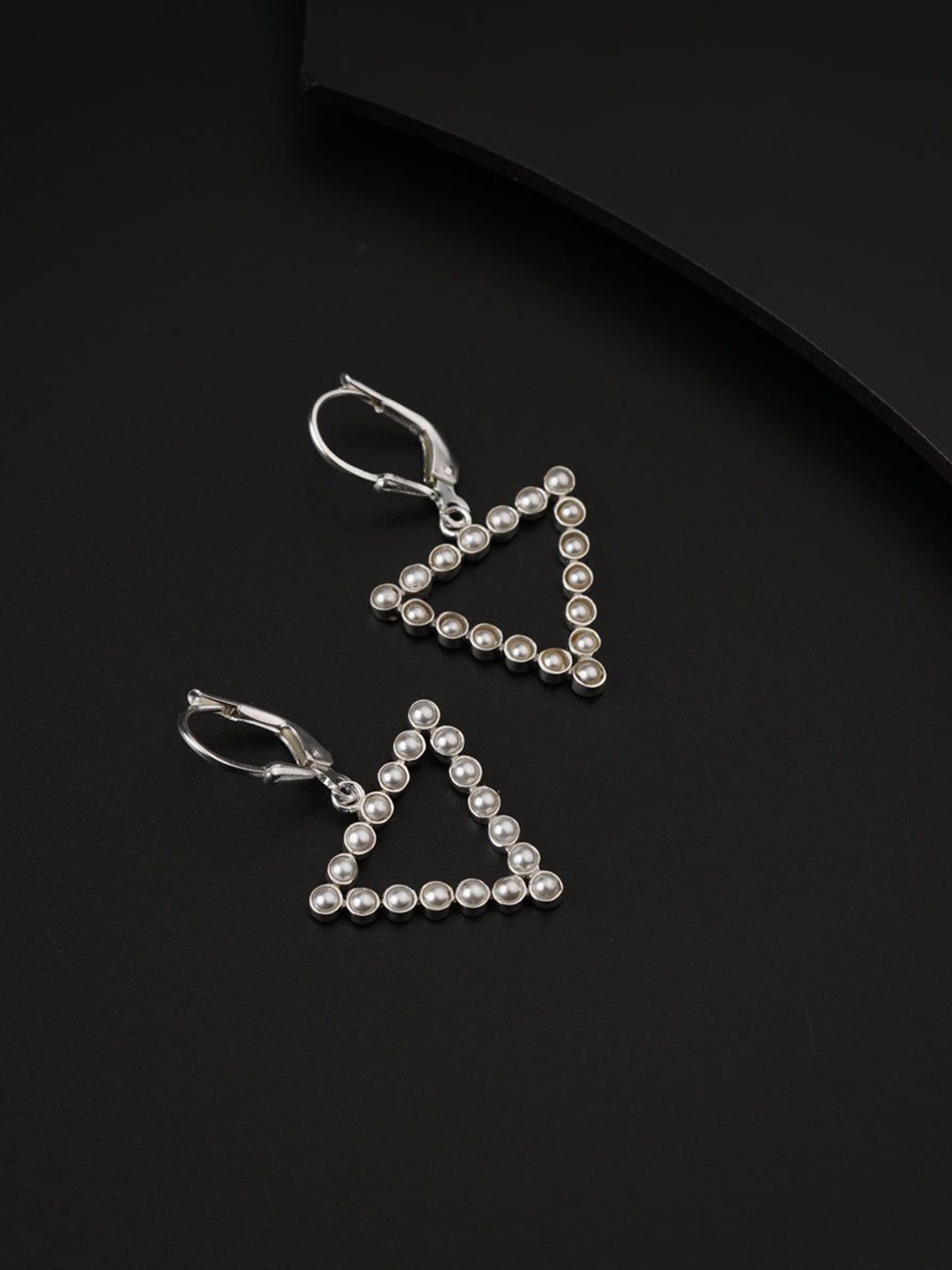 

House of Aadyaa 925 Sterling Silver Pearl Triangular Shaped Drop Earrings