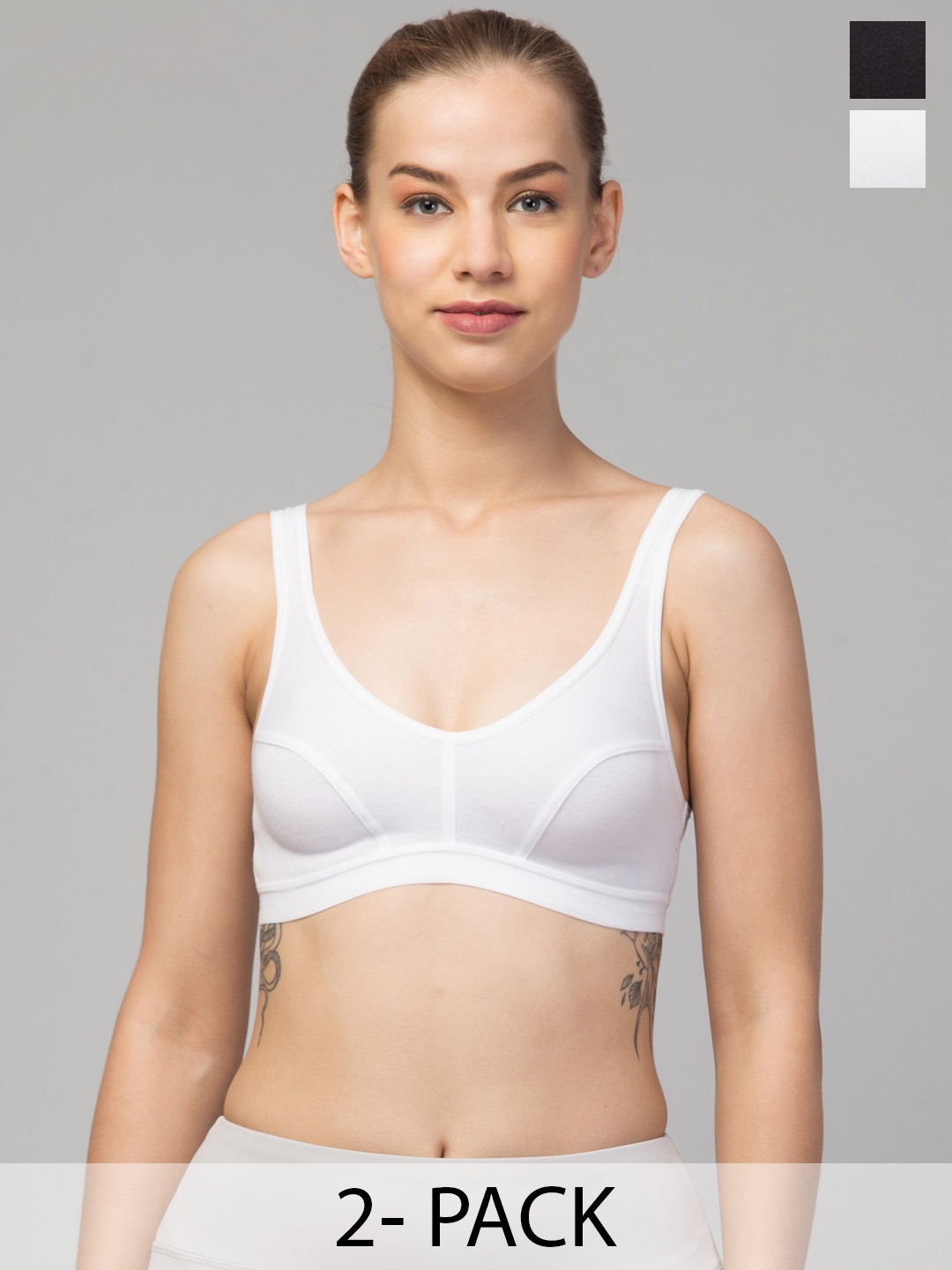 

Apraa & Parma Women Pack of 2 Full Coverage Non Padded Cotton T-Shirt Bra, White