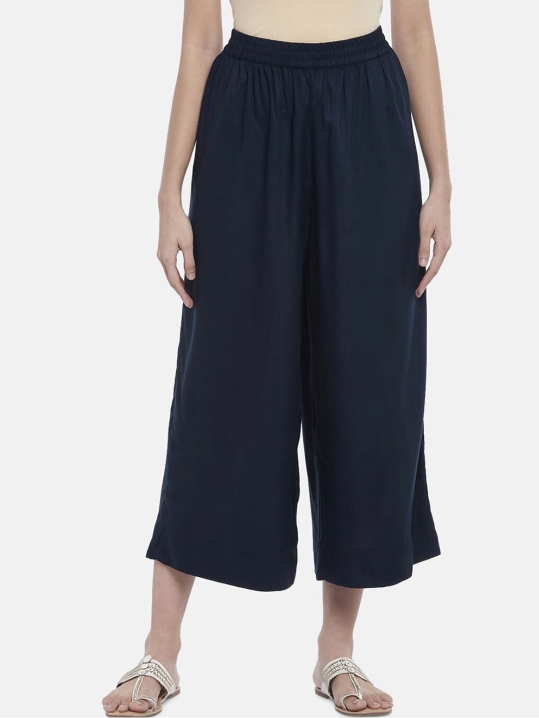 

Moda Rapido Women Mid-Rise Handloom Culottes Trousers, Blue