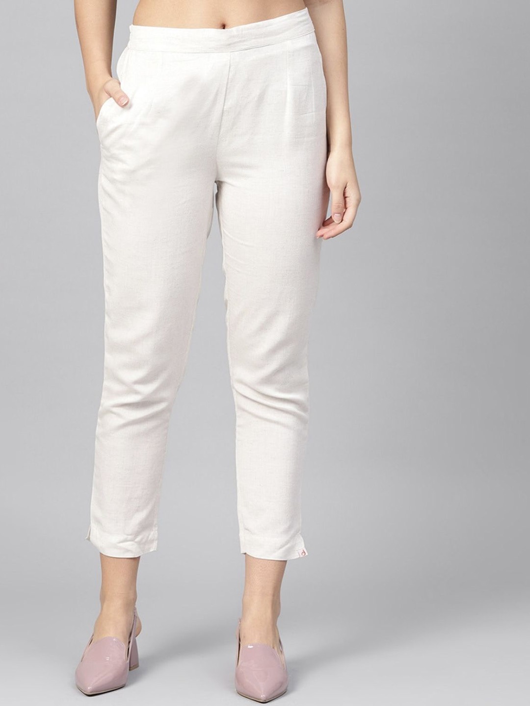 

Moda Rapido Women Mid - Rise Cigarette Trousers, White