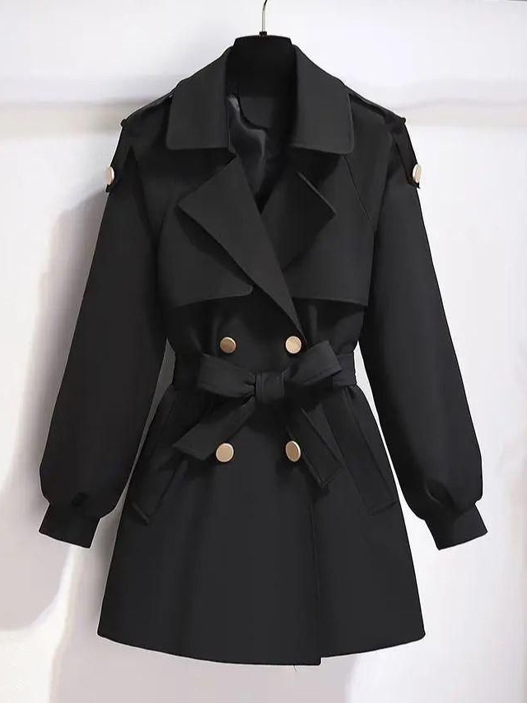 

Alamode By Akanksha Women Black Janice Luxe ShortTrenchcoat