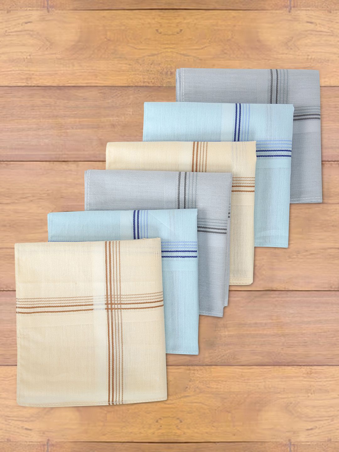 

Mast & Harbour Men Pack Of 6 Striped Mercerized Cotton Handkerchief, White