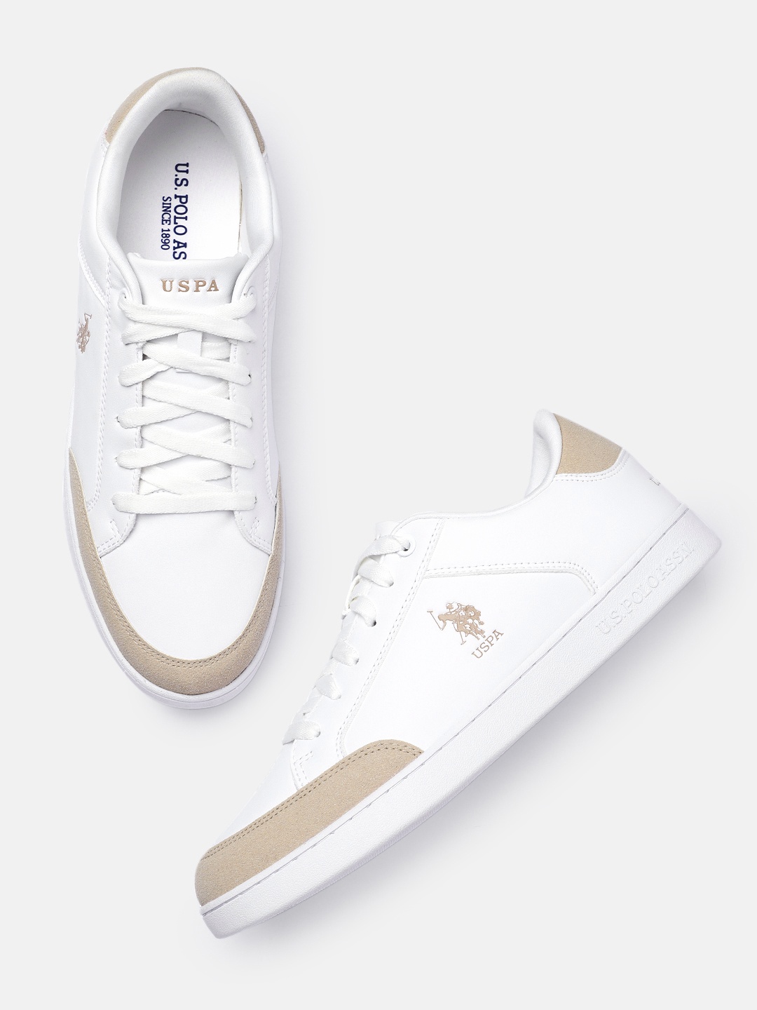 

U.S. Polo Assn. Men Colourblocked Sneakers, Off white