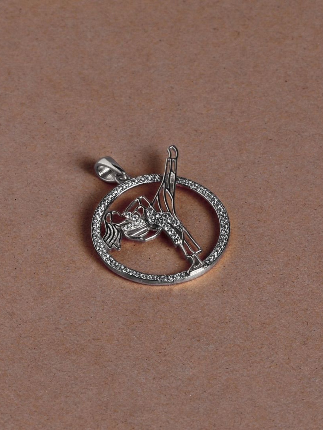 

Luxevogue 925 Sterling Silver Rhodium-Plated CZ Studded Karate Kicker Girl Pendant