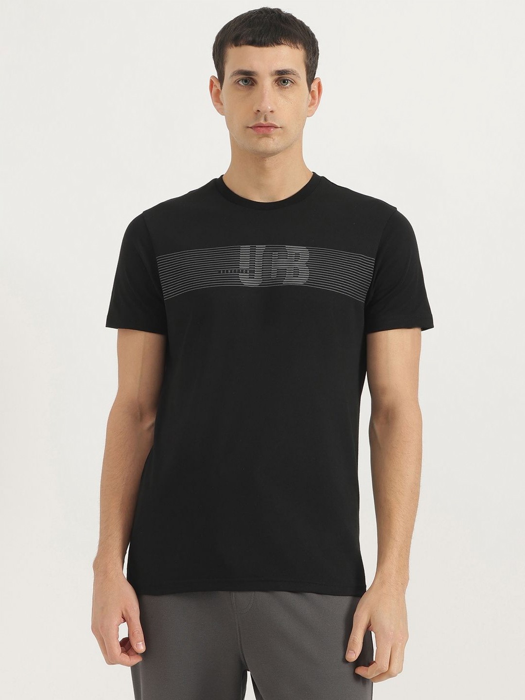

United Colors of Benetton Men Typography Printed Round Neck Pure Cotton T-shirt, Black