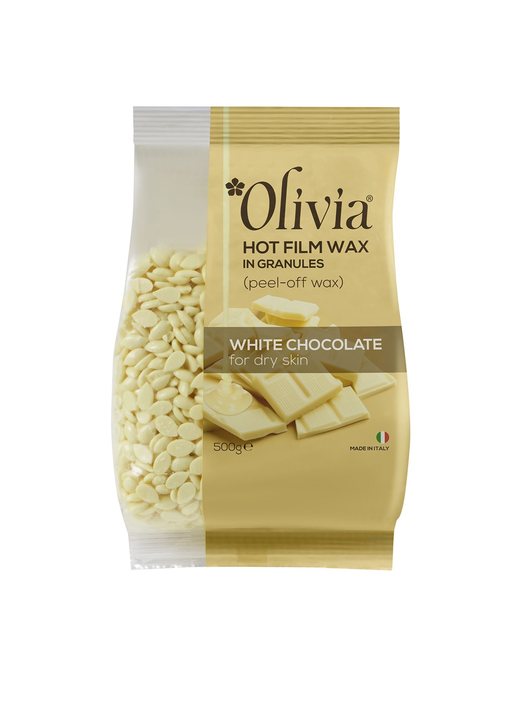 

Olivia Hot Film Wax in Granules (Peel-off wax) White Chocolate For Dry Skin - 500g