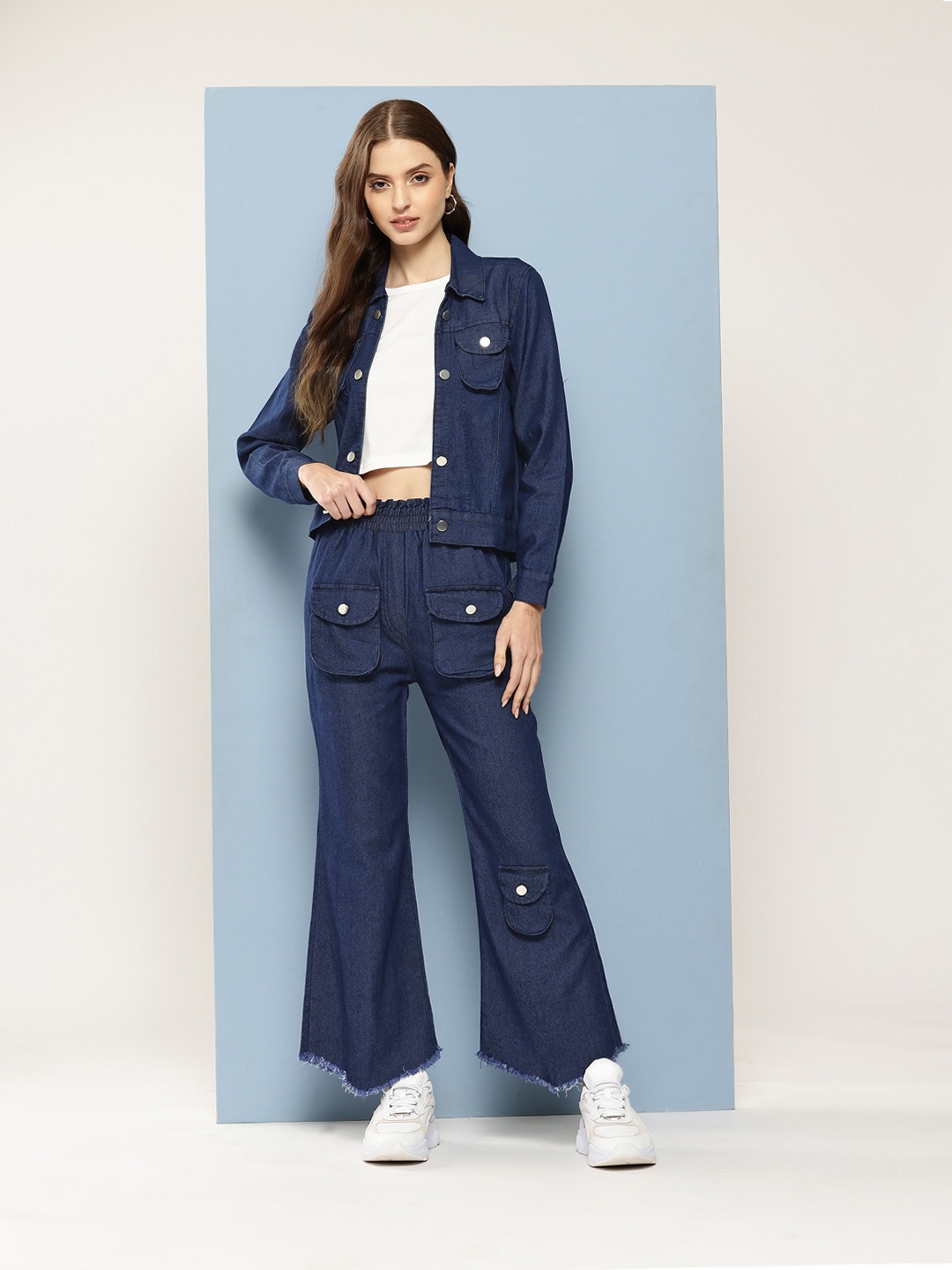 

Aarika Denim Top & Trousers Co-Ord Set with Jacket, Blue