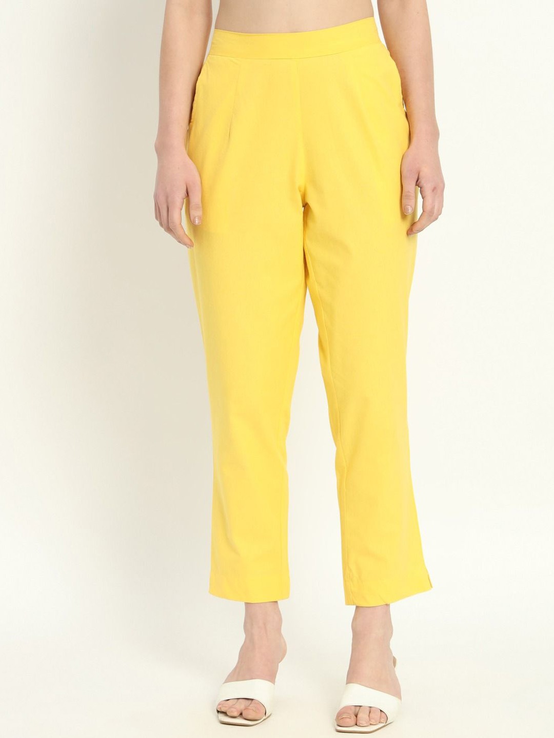 

SKYTICK Women Relaxed Mid-Rise Regular Fit Trousers, Yellow